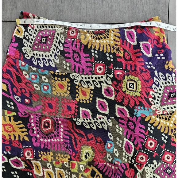 RUBY RD. Pull On Waist Midi Skirt Tiered Ruffled Hem Artsy Art To Wear Sz 8 - Picture 3 of 8